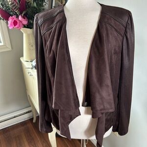 NWT Jolibel Brown Cascade Front Draped Jacket Size 14 Made in Canada